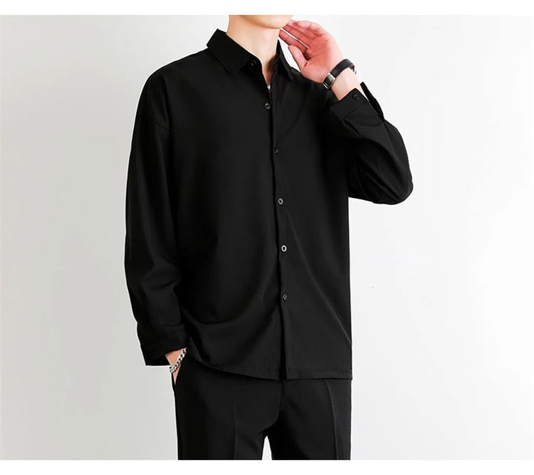 カジュアルシャツ 無地シャツ 長袖シャツ メンズ 長袖 ゆったり ノーアイロン 7色 スリム 大きいサイズ 5L 4XL XXXXL コンフォート 薄手 オーバーサイズ 開襟 おしゃれ トップス アウター 春夏秋 紳士 白 黒